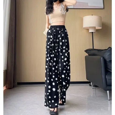 Religion Dot Print Black White Ash Balloon Trousers - Image 2
