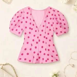 Polka Dot Puff Sleeve Top