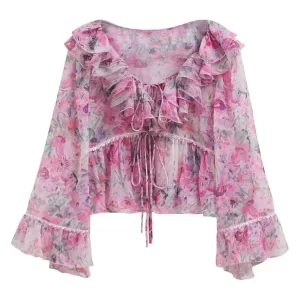 Chiffon ruffled blouse
