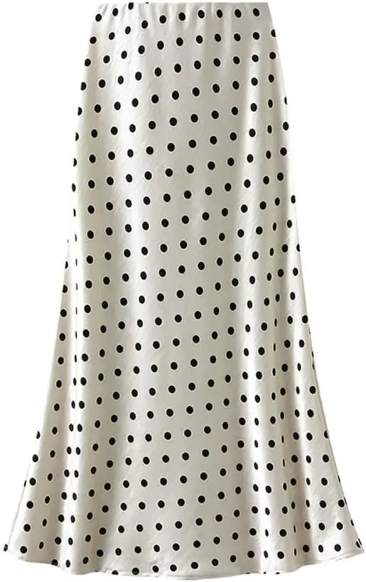 Polka Dot Satin Effect Midi Skirt - Image 2