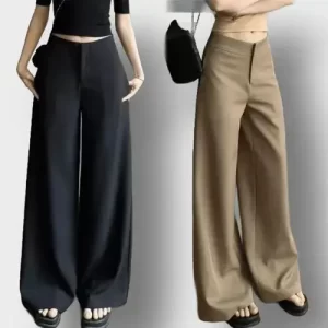 Draped Wide Leg Suit Trousers