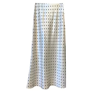 Polka Dot Satin Effect Midi Skirt