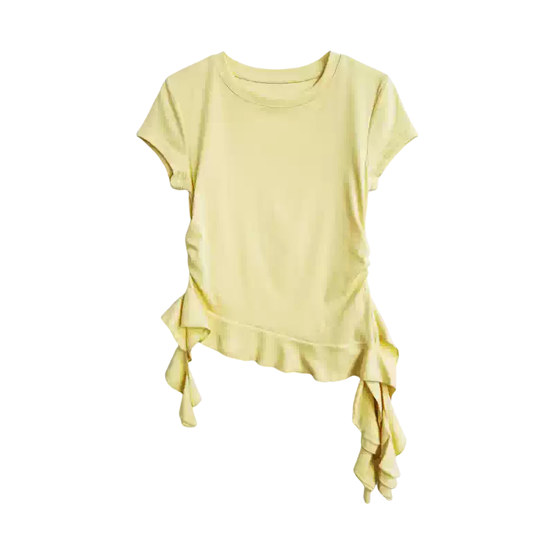 Asymmetrical Ruffle Hem T-Shirt - Image 3