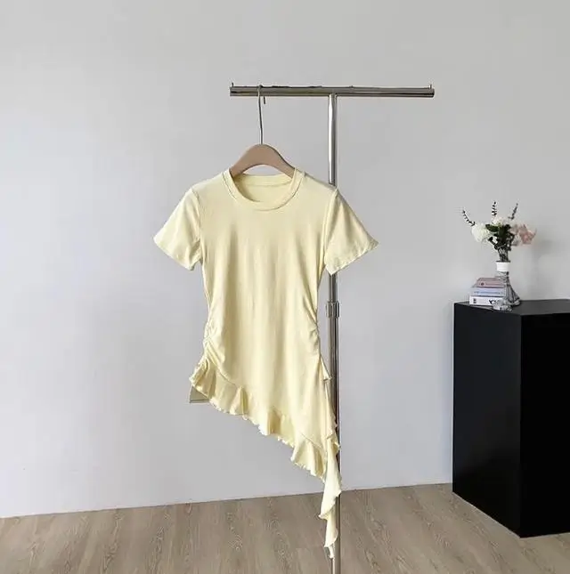 Asymmetrical Ruffle Hem T-Shirt - Image 2