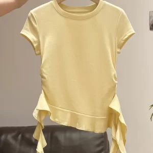 Asymmetrical Ruffle Hem T-Shirt