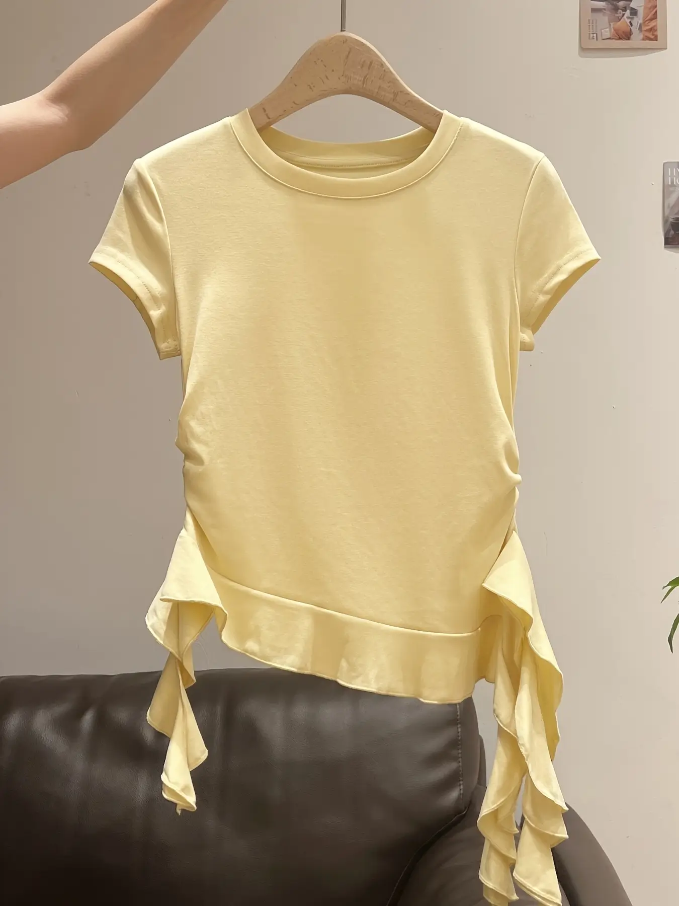 Asymmetrical Ruffle Hem T-Shirt
