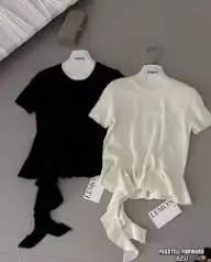 Asymmetrical Ruched Ruffle Hem T-Shirt - Image 3