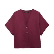 Short Sleeve V-Neck Knitted Cardigan - Image 2
